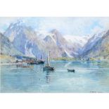 ALFRED HEATON COOPER (1863-1929). FISHING BOATS ON A NORWEGIAN FJORD. Signed, watercolour, 24 x