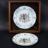 PAIR OF CHINESE ARMORIAL PLATES - CHATHAM. A pair of Chinese Armorial plates with the Arms of