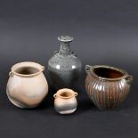 JOHN LEACH (1939-2021) - BURNISHED POT & OTHER ITEMS. (d) A burnished pot with lug handles to each