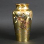 JAPANESE SIGNED INLAID BRONZE VASE - SEKI GIHEI. Meiji period, a large bronze vase, designed with