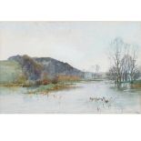 HENRY CHARLES FOX (1855-1929). DUCKS ON A LAKE, AUTUMN. Signed and dated 1889, watercolour , 34.5