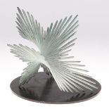 CHARLOTTE MAYER (BRITISH B1929) - BRONZE FEATHER SCULPTURE 'TURNING II'. (d) A bronze abstract