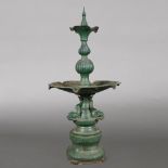 A MID CENTURY GREEN PAINTED CAST IRON WATER FOUNTAIN.