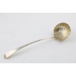 A GEORGE III SOUP LADLE. Old English Pattern, with a fluted circular bowl, crested, by William