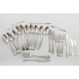 A QUANTITY OF NORTH AMERICAN FLATWARE & CUTLERY:-. 7 table spoons, 2 table forks, 3 dessert forks, a