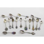 SOUVINIR TEASPOONS:-. most with enamel decoration, from varying places including: Bournemouth,