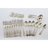 A QUANTITY OF KINGS PATTERN FLATWARE. (Diamond Shell Heel) to include: 9 table forks (some