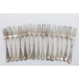 A SET OF NINE GEORGE IV DESSERT FORKS. Old English Pattern, by Francis Higgins, London 1827,