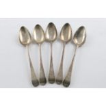 A SET OF FIVE GEORGE III NORTH COUNTRY PROVINCIAL TABLE SPOONS. Old English Pattern, crested, by