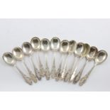 A SET OF TWELVE LATE 19TH/EARLY 20TH CENTURY NORTH AMERICAN SOUP SPOONS. Gothic Pattern, by Dominick