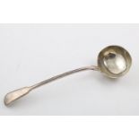 A VICTORIAN SOUP LADLE. Fiddle and Thread Pattern, by George Adams, London 1857; 13.25" (33.5cm)