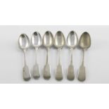 A SET OF SIX 19TH CENTURY INDIAN COLONIAL DESSERT SPOONS. Fiddle Pattern, initialled, by Middleton &