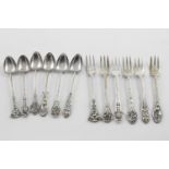 A SET OF SIX EARLY 20TH CENTURY AUSTRALIAN TEA/COFFEE SPOONS. with hammered bowls and individual