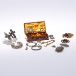 A QUANTITY OF ASSORTED JEWELLERY. including assorted cruciform pendants and assorted silver and gilt