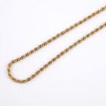 A 9CT GOLD ROPE LINK NECKLACE. 45cm long, 24.6 grams. **BP 22.5% inc VAT + Lot Fee of £8