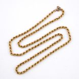 AN 18CT GOLD NECKLACE. of rope link design, with 9ct gold clasp, 72cm long, 16.6 grams. **BP 22.5%