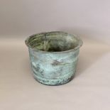 A 19TH CENTURY COPPER WASH TUB. with riveted side and base, height 36cm, diameter 53cm. * Dents