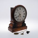 A 19TH CENTURY MAHOGANY WALL CLOCK. the 10" painted dial signed Rossiter, Weston-Super-Mare, on a