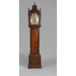 AN 18TH CENTURY MAHOGANY LONGCASE CLOCK. the 11 1/2" brass dial with silvered chapter ring, strike/