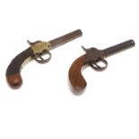 TWO SIMILAR 19TH CENTURY POCKET PISTOLS.