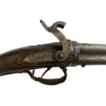 AN UNUSUAL 19TH CENTURY FOUR BARREL SHOTGUN.