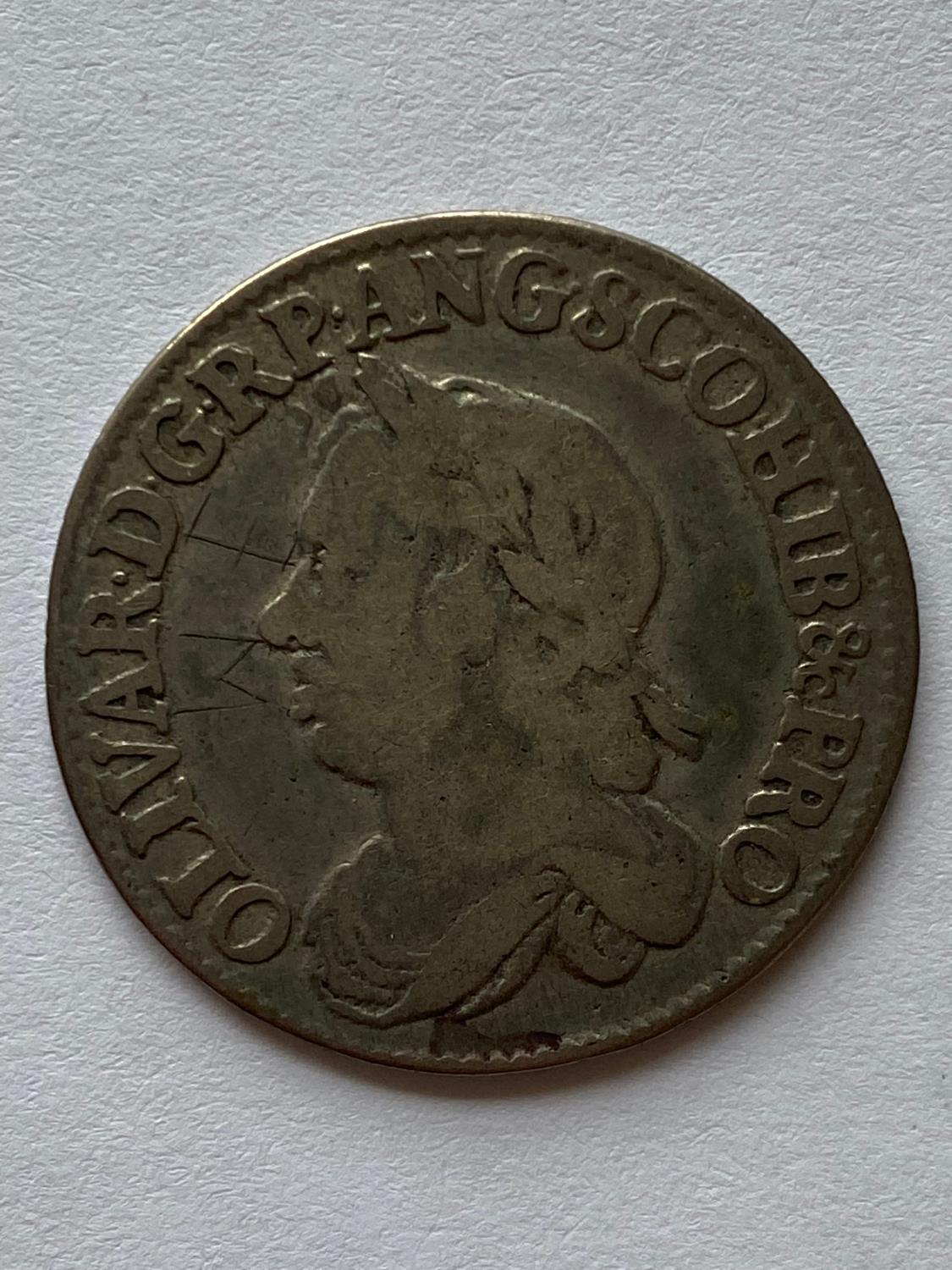 AN OLIVER CROMWELL SHILLING. - Image 2 of 3