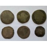 SIX CHARLES I HAMMERED COINS.