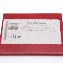 A NEWCASTLE UPON TYNE 'BANK IN NEWCASTLE' FIVE POUND NOTE AND A COLLECTION OF STAMPS.