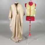 EARLY 20THC SILK KAFTAN, & A SILK WAISTCOAT.