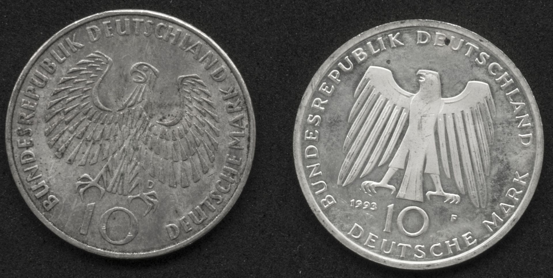BRD zwei 10.- DM - Münzen, Silber, Jäger 405 und 455. - Image 2 of 2