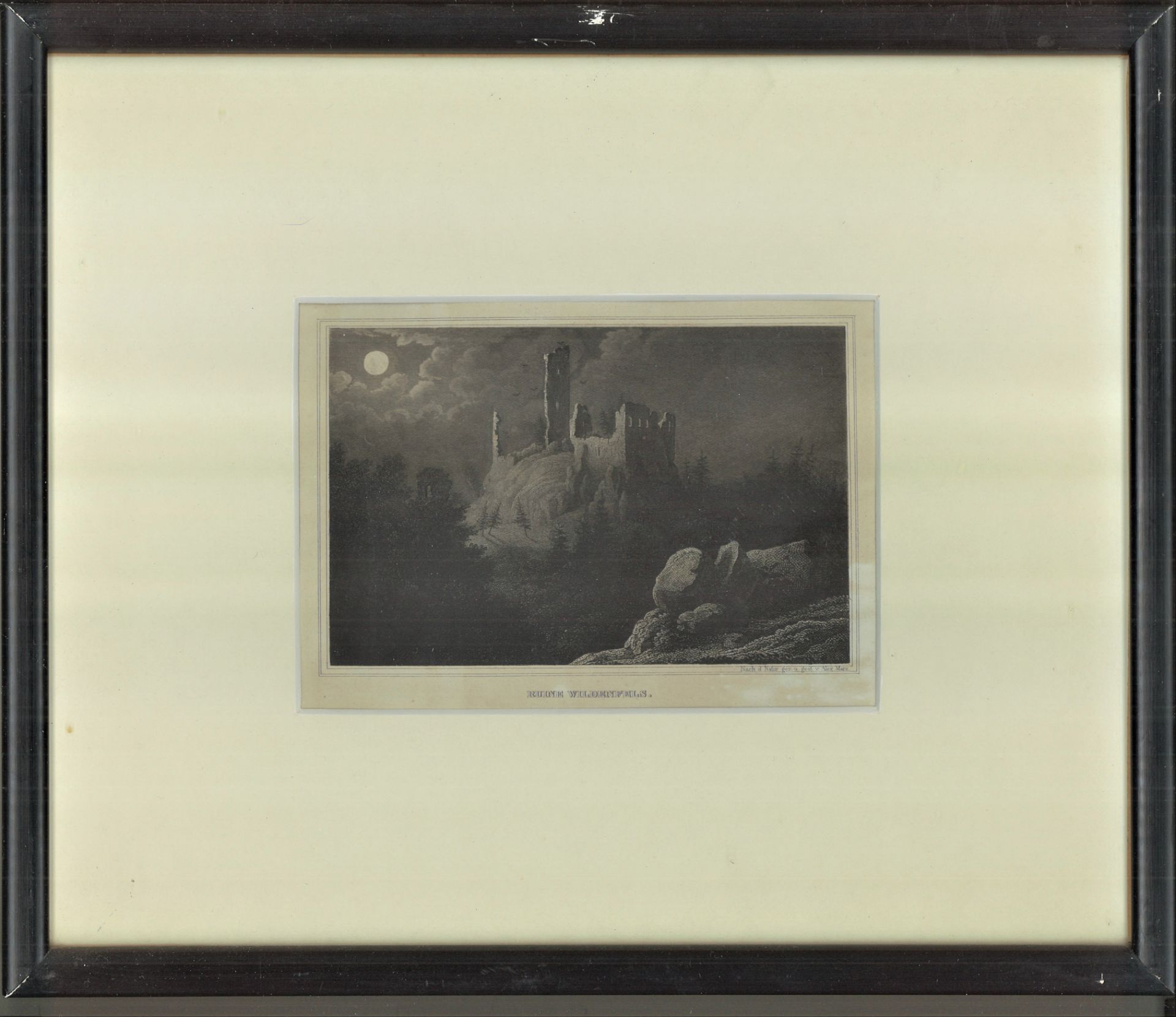 Stahlstich "Ruine Wildenfels", Zeichner: Alex Marx (1815 - ), Blattgröße: ca. B 17 cm x 12,5 cm,