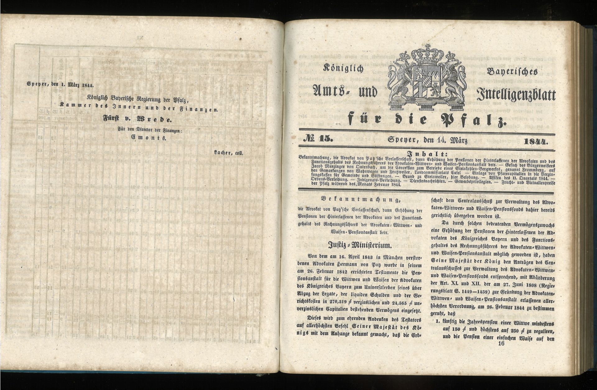 Amts und Intellenzblatt für die Pfalz, Jahrgang 1844 - Bild 2 aus 2