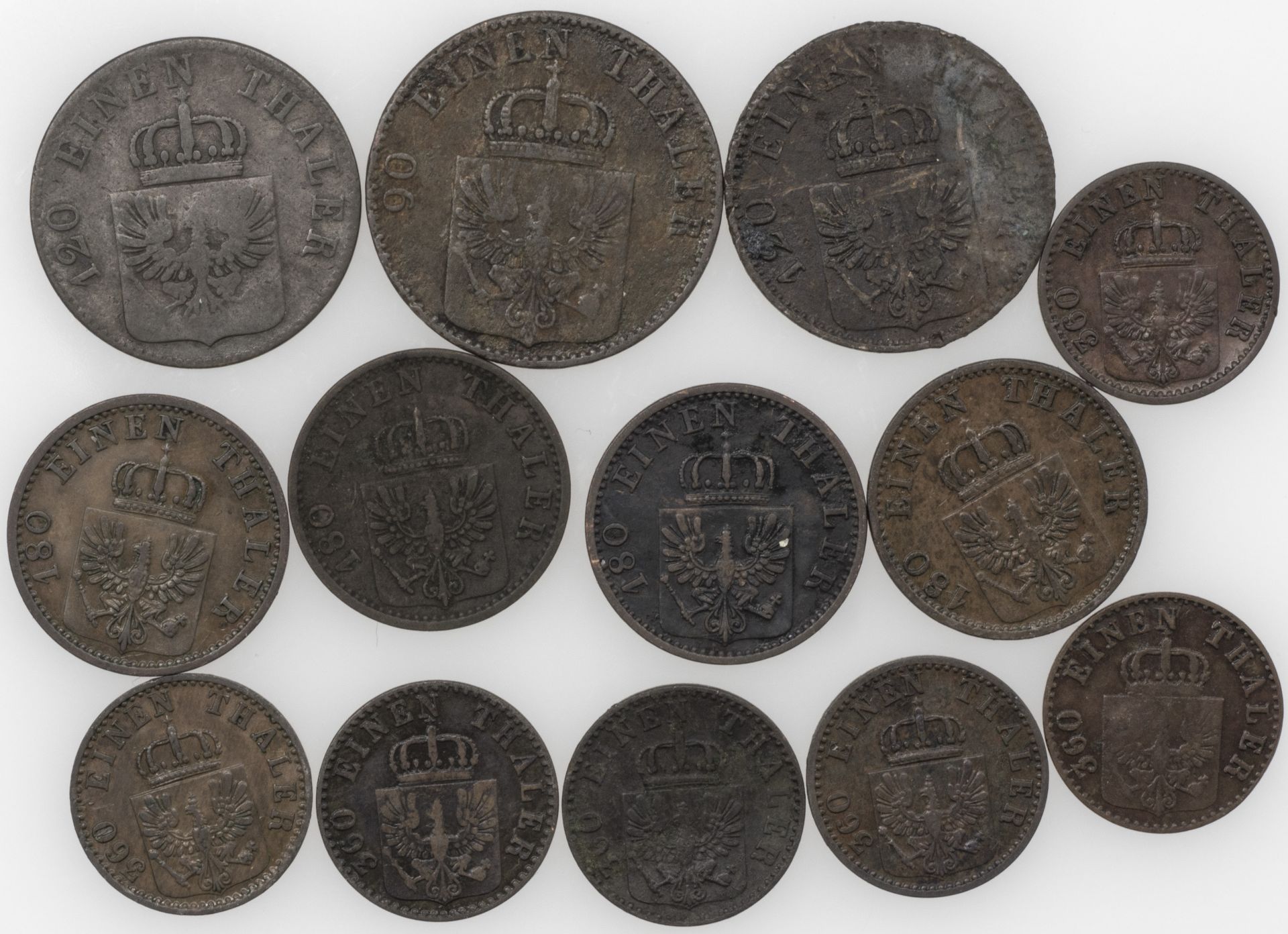 Altdeutschland Preußen 1852/70, Lot 1 Pf, 2 Pf, 3 Pf. und 4 Pfennig - Münzen. Erhaltung: ss. - Image 2 of 2