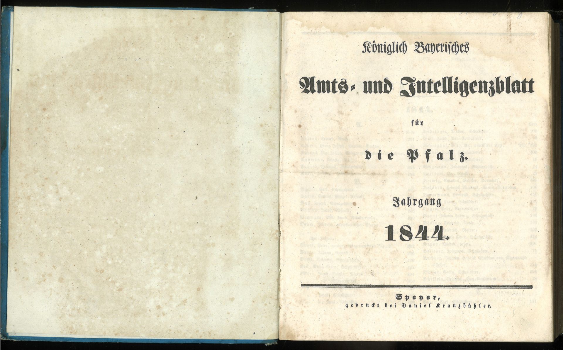 Amts und Intellenzblatt für die Pfalz, Jahrgang 1844