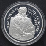 Polen 1993, 200000 Zloty, Kazimierz IV. auf dem Thron. Silber. KM Y#258. PP