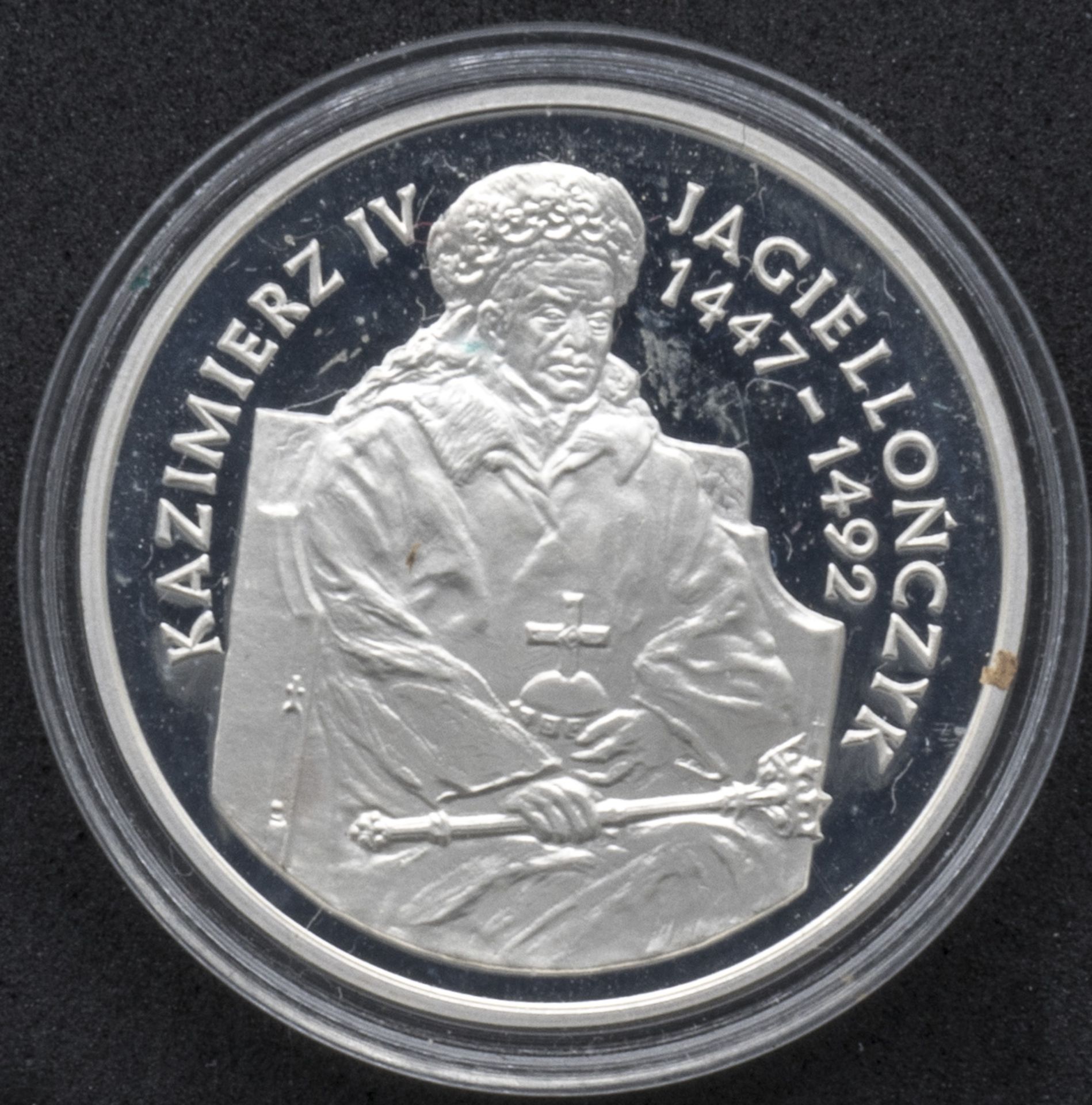 Polen 1993, 200000 Zloty, Kazimierz IV. auf dem Thron. Silber. KM Y#258. PP