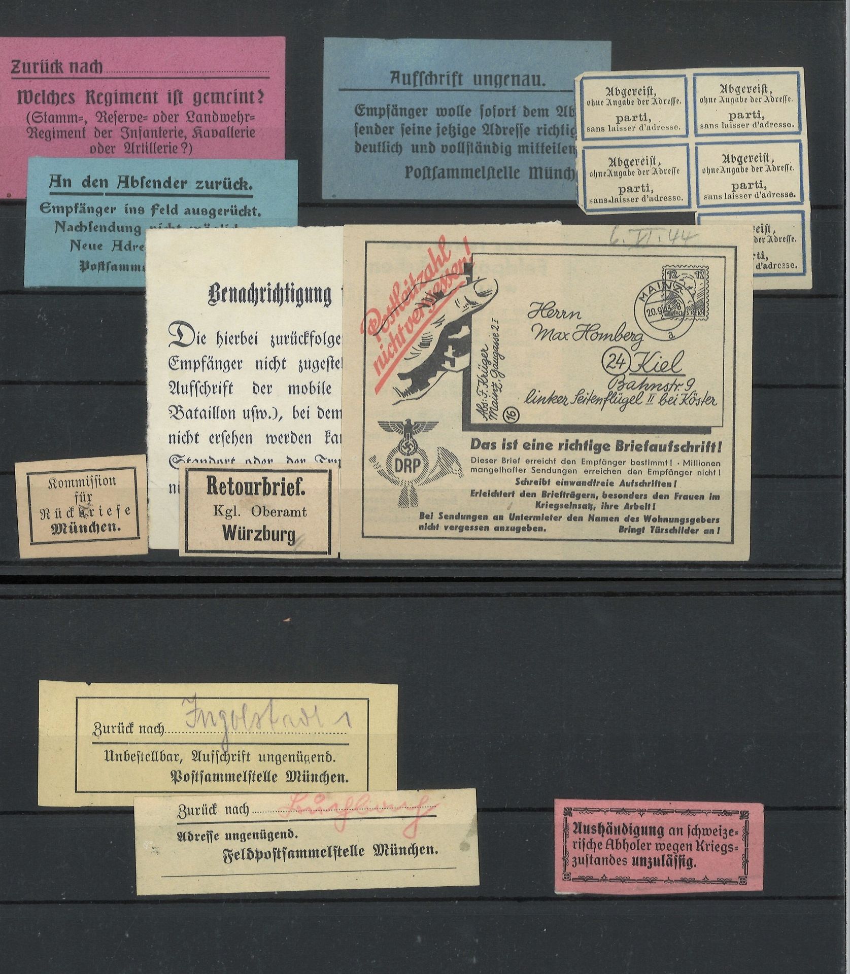 Deutschland - Besonderheiten, 1859/1917, kleine Zusammenstellung mit Klebezettel der Zensur, alte - Image 2 of 2