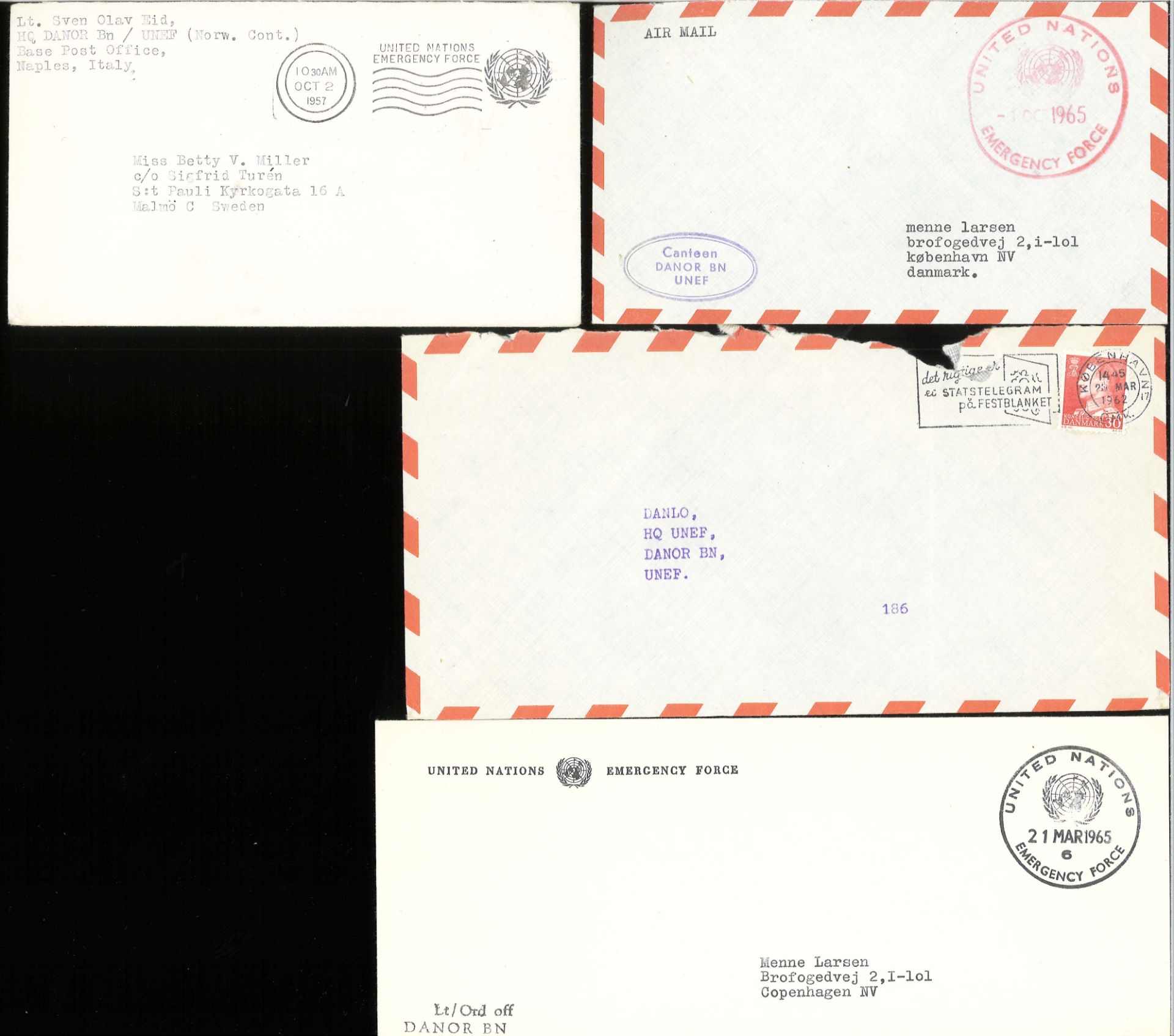 Dänemark - Besonderheiten, 1962/65, Vereinte Nationen, 17 Briefe und Flugbriefe von UNEF, Dänische - Image 2 of 3