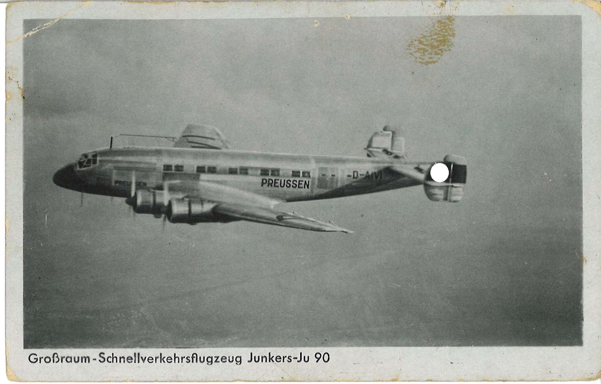 Drittes Reich, AK Großraum - Schnellverkehrsflugzeug Junkers - Ju 90.