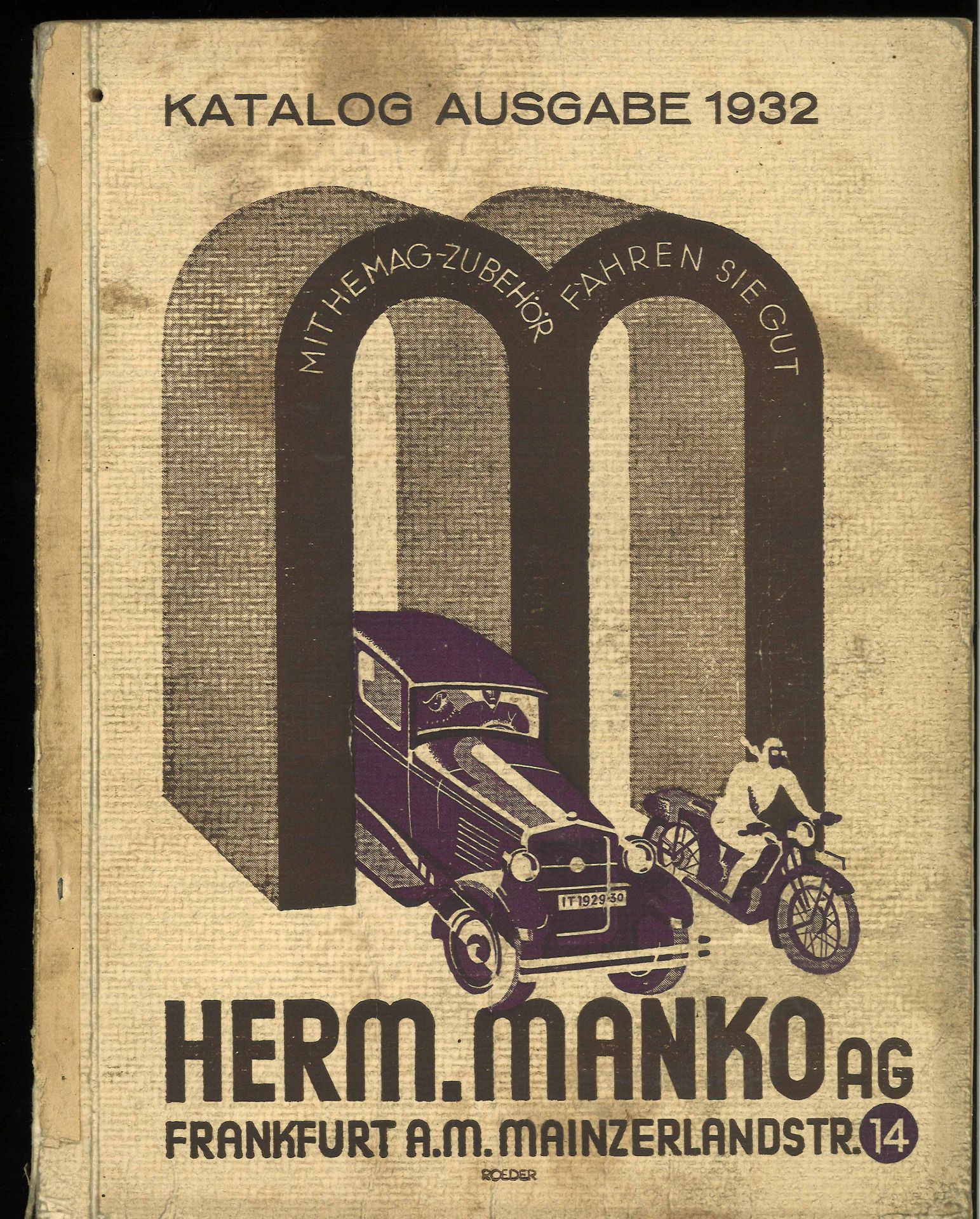 Herm. Manko AG, Frankfurt a.M. Mainzerlandstr. 14, Katalog Ausgabe 1932.