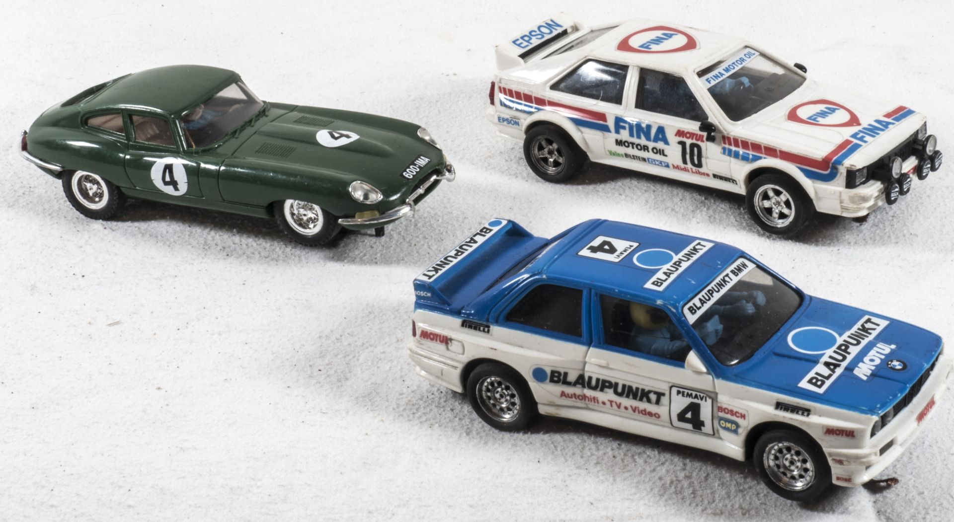 SCX Jaguar E - Type, Audi Quattro und BMW M3. Bespielt. Funktion nicht geprüft.