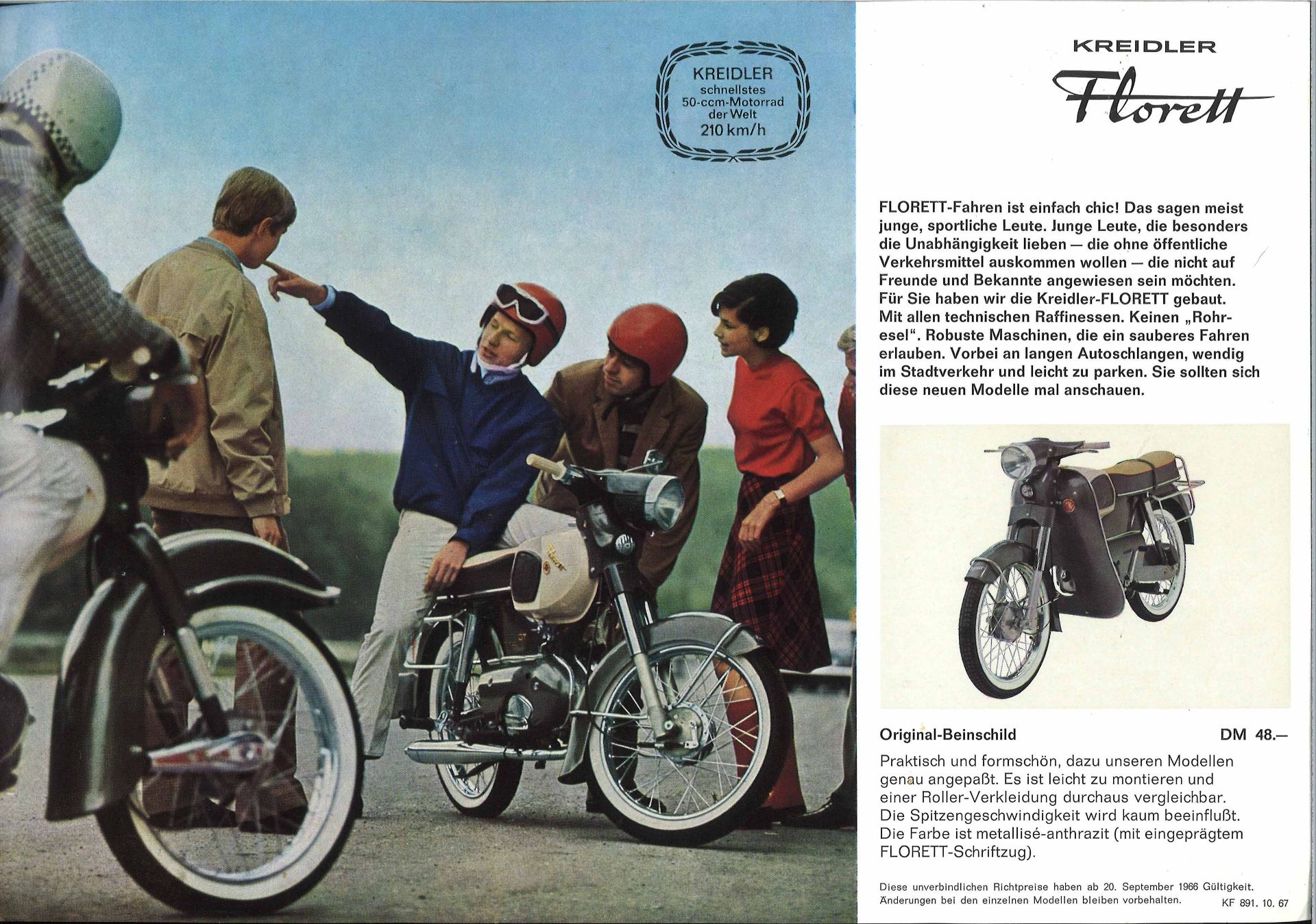 Prospekt Kreidler FLORETT GT und Mokick, ca. 1966