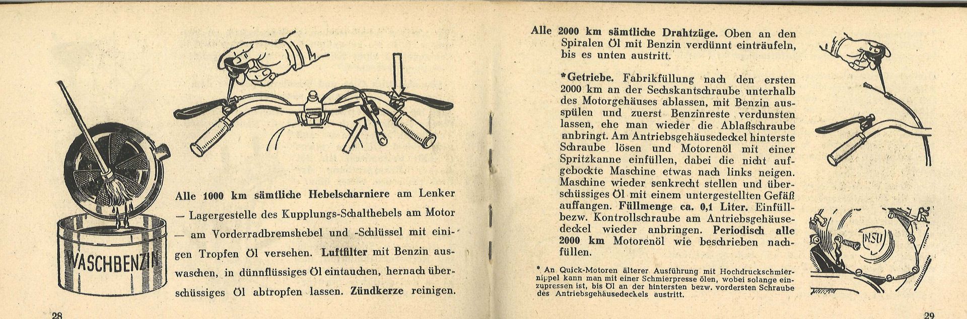 Motor-Fahrrad Quick Betriebsanleitung, NSU Werke Aktiengesellschaft Neckarsulm - Bild 2 aus 2