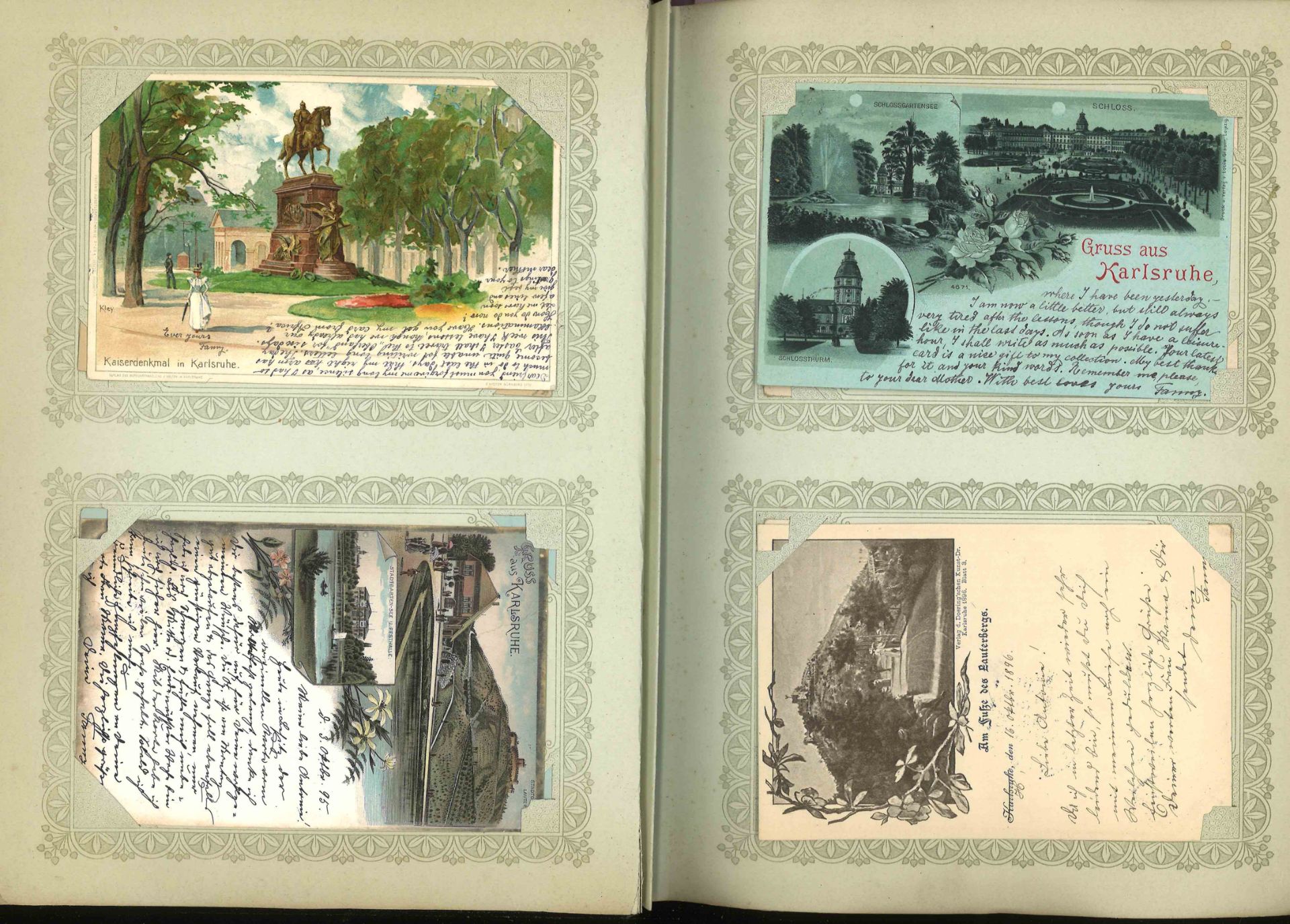 uraltes Postkartenalbum mit über 170 Karten, meist unter 1900. Sehr schöne Fundgrube für den