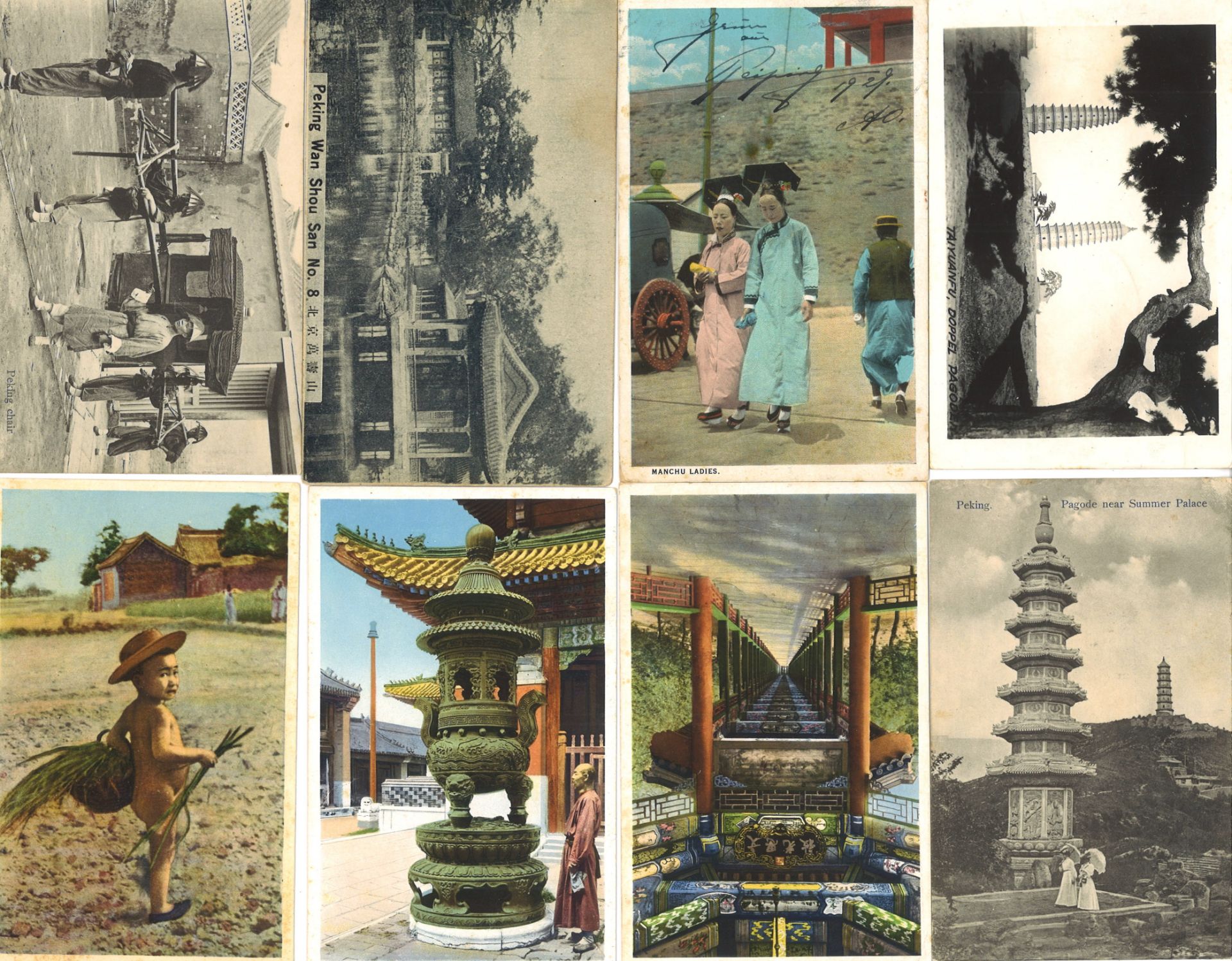 Lot alte Postkarten China, dabei 3x gelaufen, sowie 16x ungelaufen.