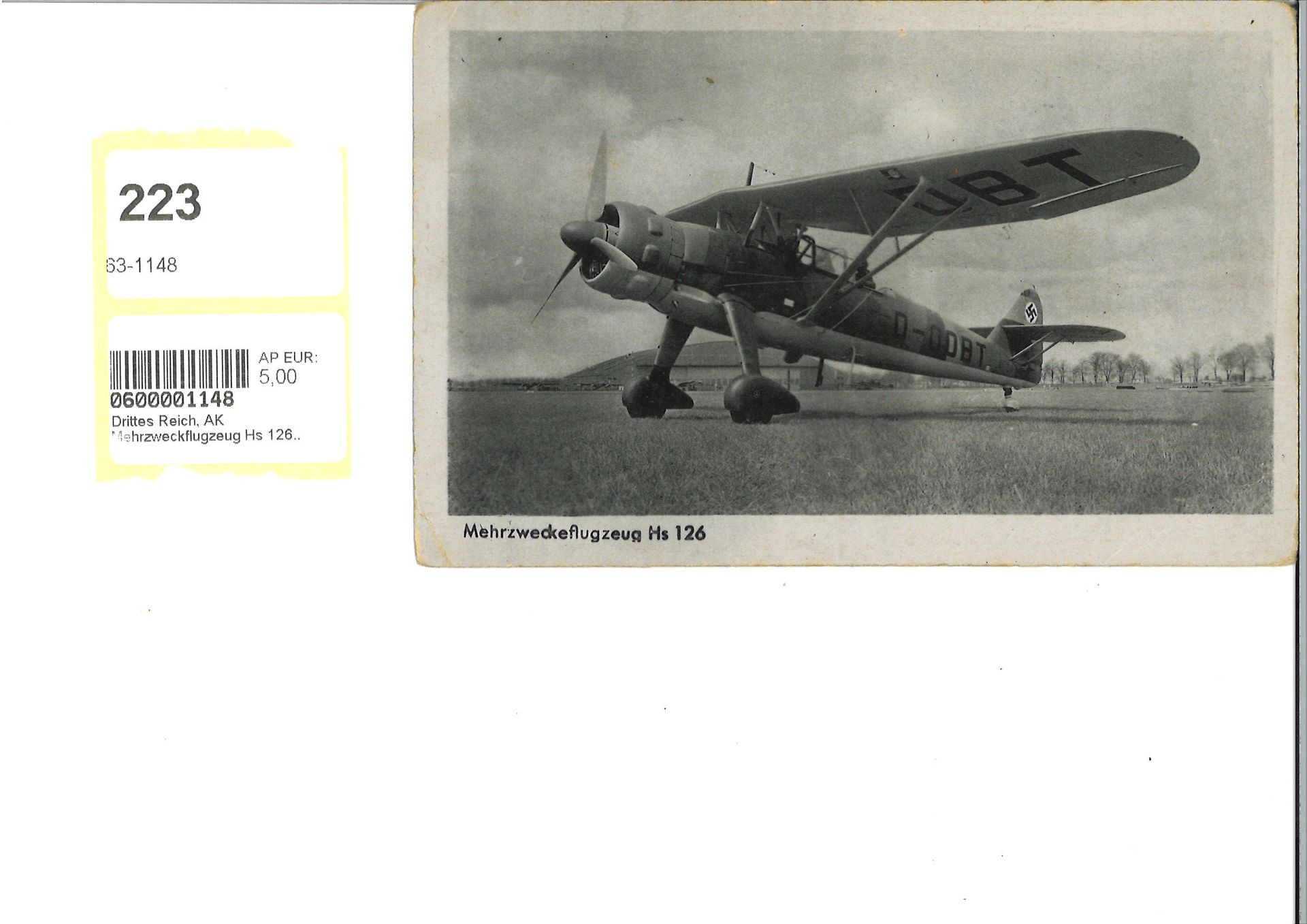 Drittes Reich, AK Mehrzweckflugzeug Hs 126..