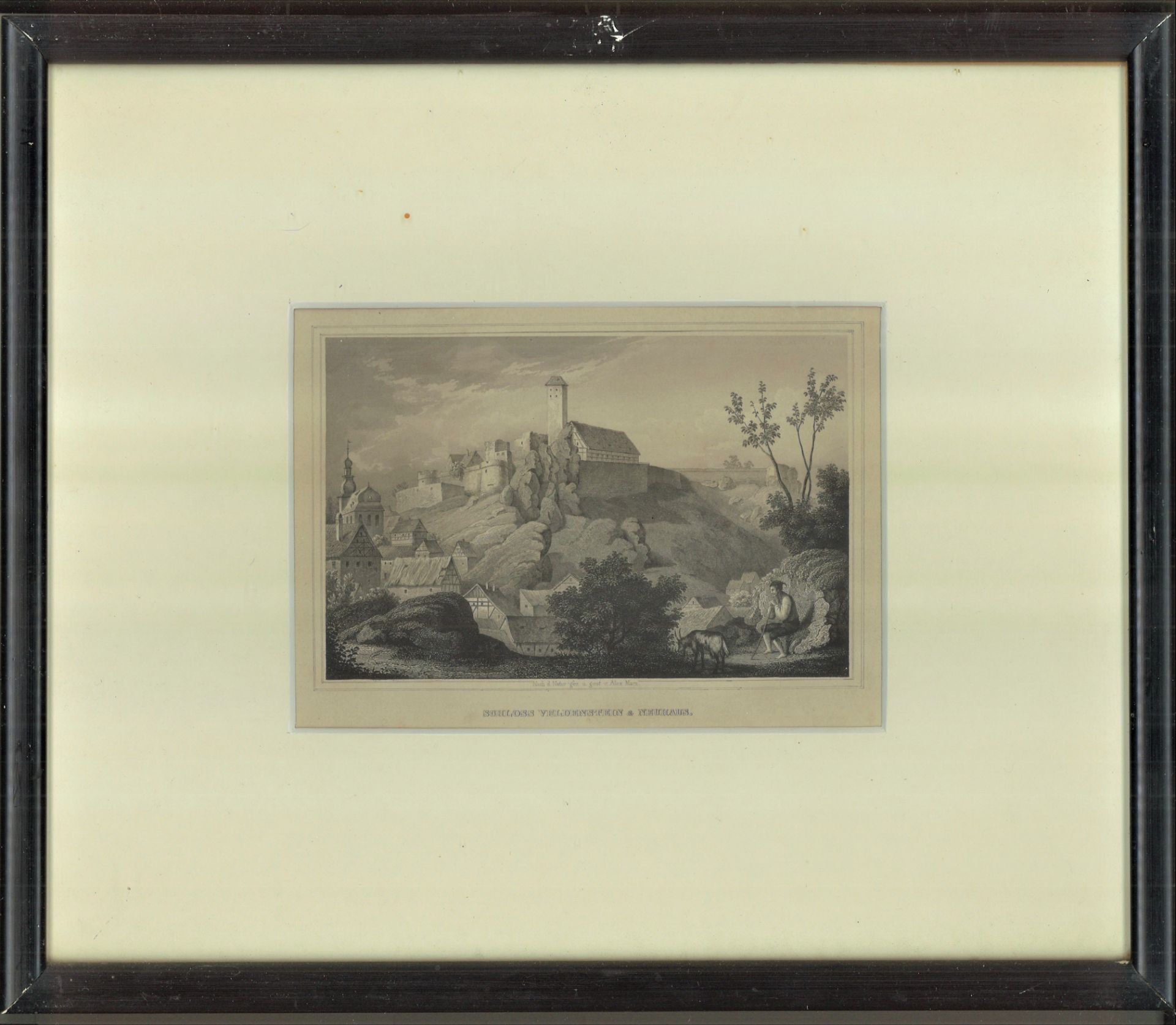 Stahlstich "Schloss Veldenstein & Neuhaus", Zeichner: Alex Marx (1815 - ), Blattgröße: ca. B 17 cm x