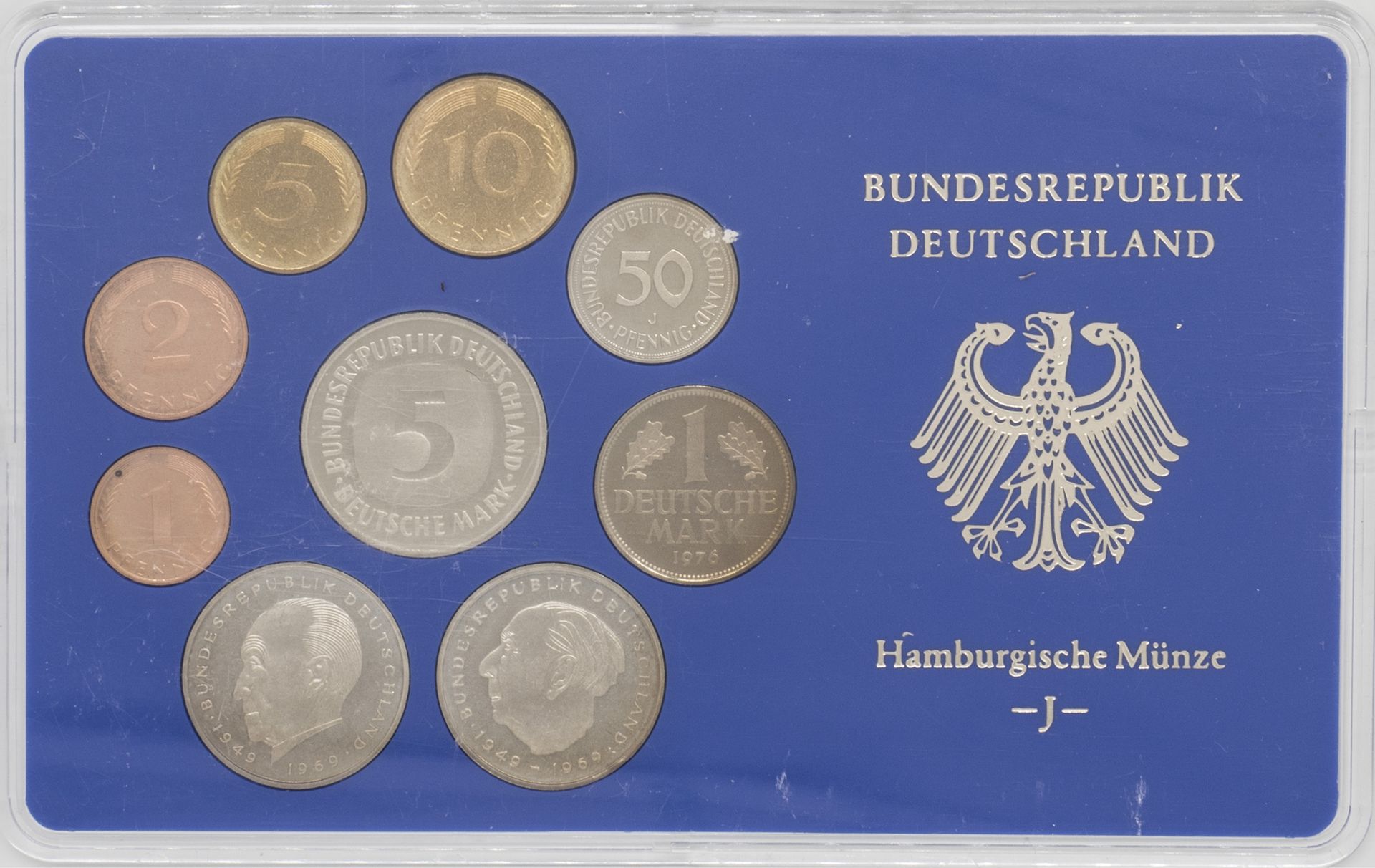 BRD Kursmünzensatz 1976 J. Nominal: 10,68 DM. Qualität: Spiegelglanz.