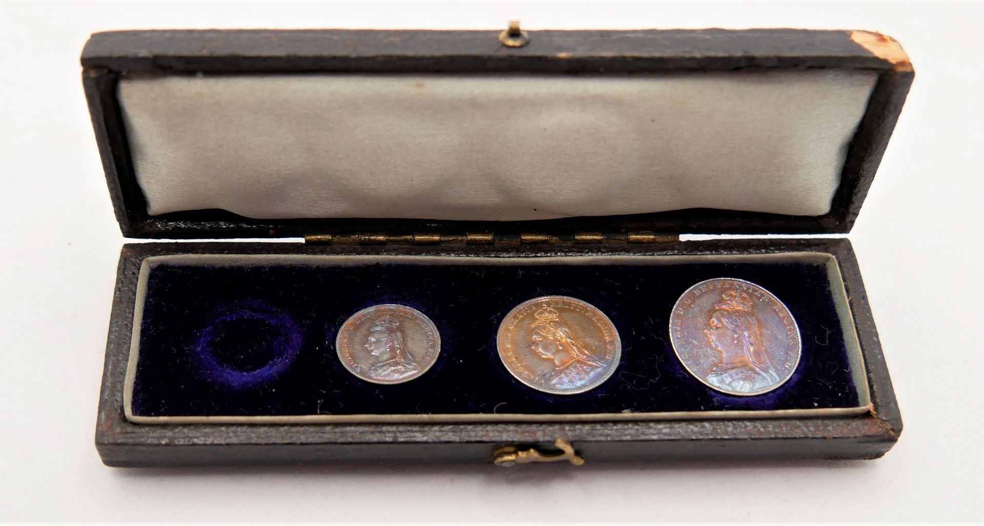 Maundy Money Coin Set 1891 in Original Kästchen. 1 Cent Münze fehlt.