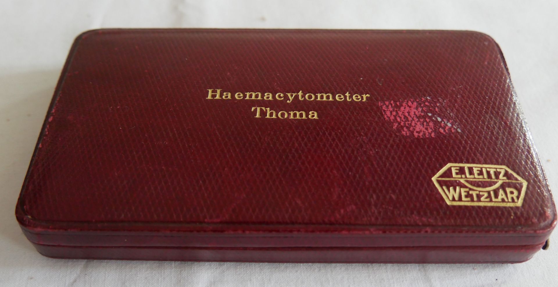 Ernst Leitz Wetzlar Haemactometer Thoma Perfecto, funda cuero um 1930, Original